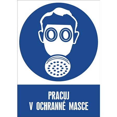 Značka Pracuj v ochranné masce, samolepicí fólie, 210 × 297 mm